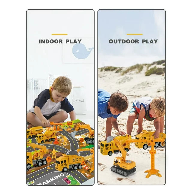 Toddler Toys for 3 4 5 6 Years Old Boys, Die-cast Construction Toys Car Carrier Vehicle Toy Set w/ Play Mat, Kids Toys Truck Car Toys Set for Age 3-9 Toddlers Kids Boys & Girls