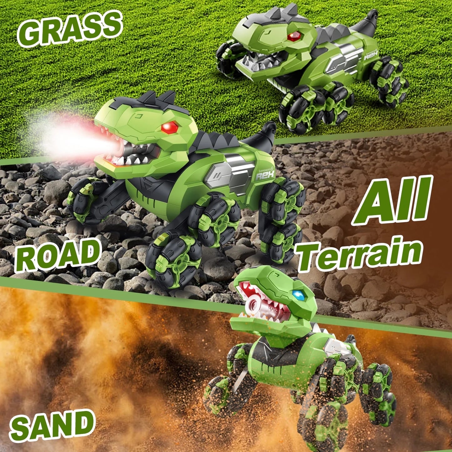 Jiakora Remote Control Dinosaur Car Robot Toys with Spray Lights & Music, 8WD Dino Truck RC Car 2.4Ghz Transform Stunt Car Toy Birthday Gifts for 6-12 Year Old Boys Girls
