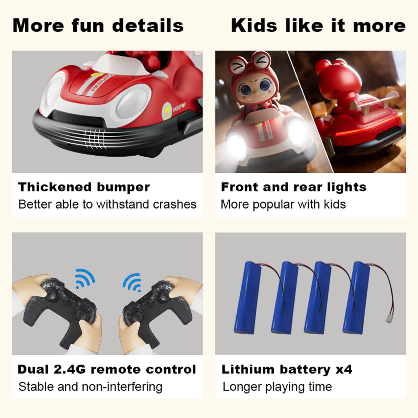 Jiakora Remote Control Cars Set of 2, RC Ejecting Bumper Cars with LED Lights & Sound, Family Interaction RC Battle Game for Kids (Red+Blue) Toy Presents for Age 6+ Year Old Boys Girls