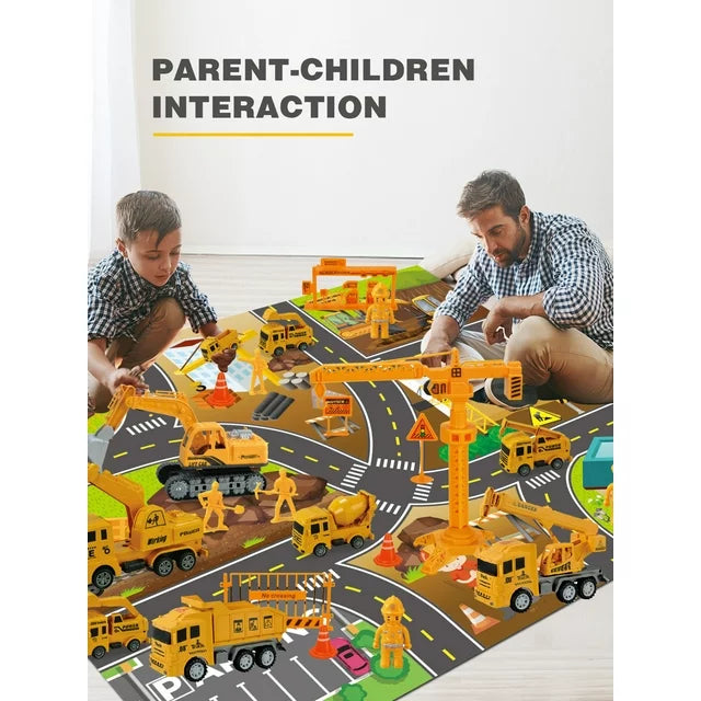 Toddler Toys for 3 4 5 6 Years Old Boys, Die-cast Construction Toys Car Carrier Vehicle Toy Set w/ Play Mat, Kids Toys Truck Car Toys Set for Age 3-9 Toddlers Kids Boys & Girls