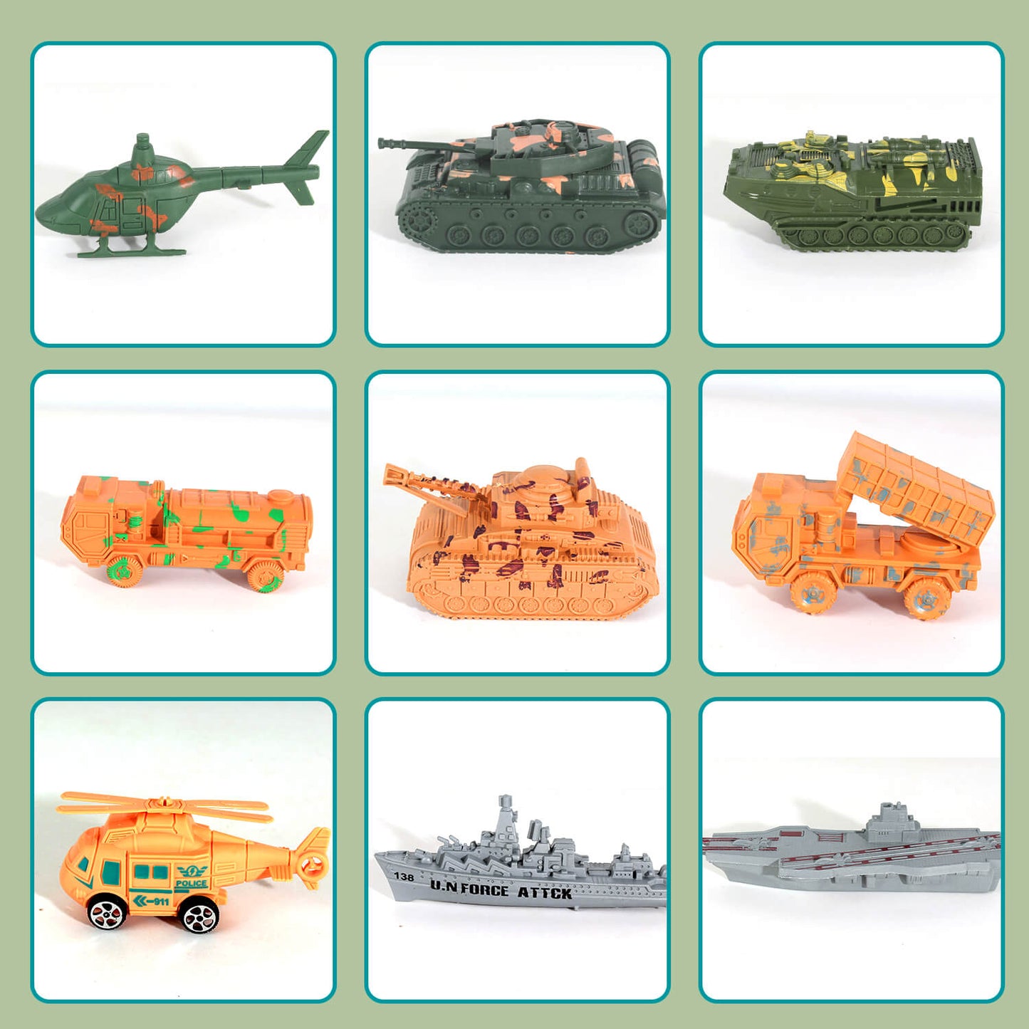 Jiakora Army Men Toys Large Battle Playset - Includes Military Action Figures, Battle Mat, Vehicles, Tanks, Aircrafts & Boats, Pretend Army Base Accessories, Mini Military Playsets Toys for Boys 4-12