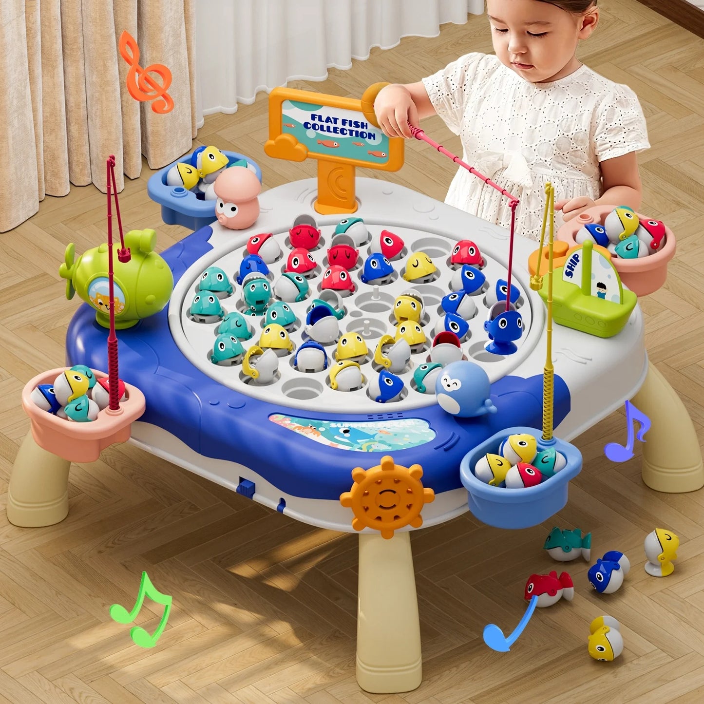 Jiakora Magnetic Fishing Game for Toddlers & Kids Ages 1-3 3-5 5-7, Fish Toy Board Game with 42 Fish, Fishing Table Toys Birthday Gifts