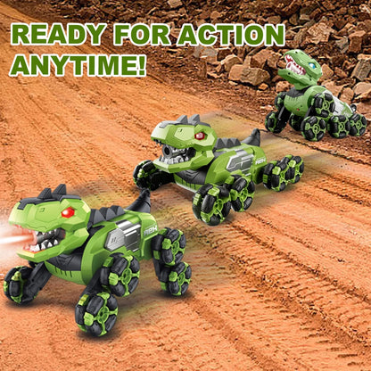Jiakora Remote Control Dinosaur Car Robot Toys with Spray Lights & Music, 8WD Dino Truck RC Car 2.4Ghz Transform Stunt Car Toy Birthday Gifts for 6-12 Year Old Boys Girls