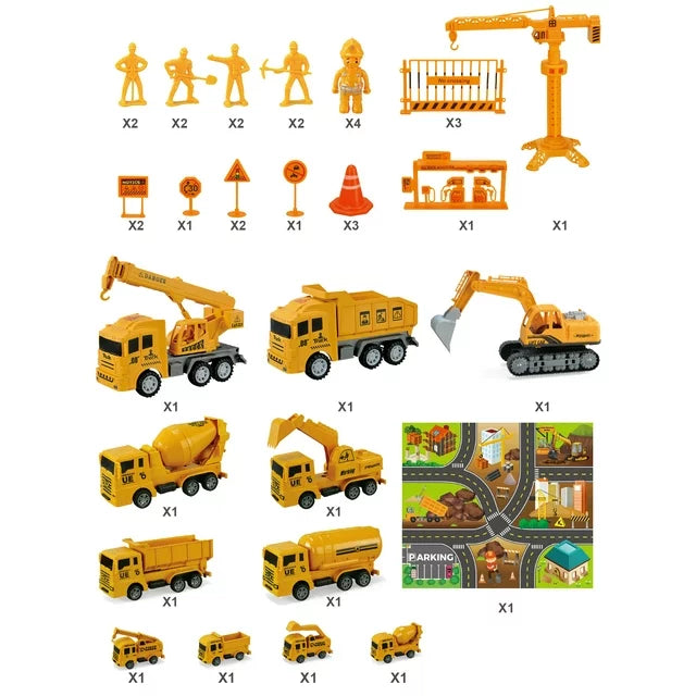 Toddler Toys for 3 4 5 6 Years Old Boys, Die-cast Construction Toys Car Carrier Vehicle Toy Set w/ Play Mat, Kids Toys Truck Car Toys Set for Age 3-9 Toddlers Kids Boys & Girls